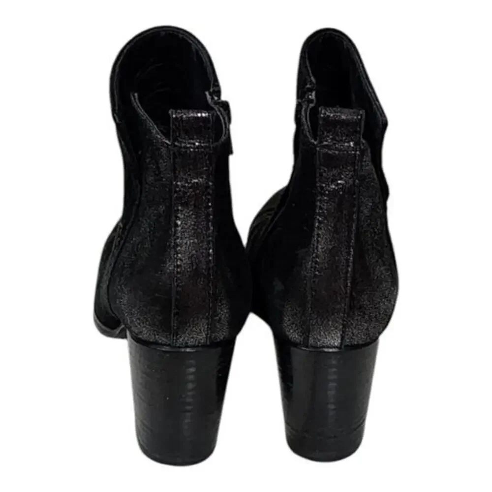 Paul Green rocking ankle boots black suede and metallic leather women's Size 7.5